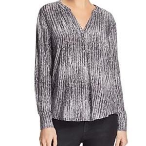 Joie Dane Printed Long Sleeve Half Button Blouse M